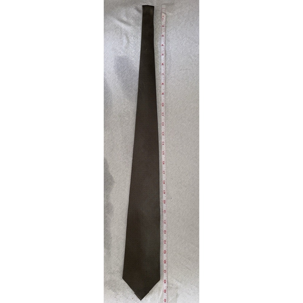 Dover Arrow Silk Necktie Brown Geometric Pattern Classic Mens Tie 58"